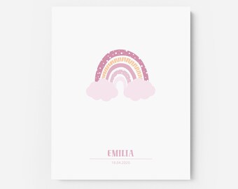 Rainbow poster, nursery poster, poster, pink
