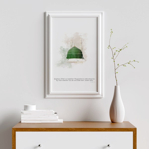 Al-Masdschid an-nabawi, Mescidi Nebevi Poster, yeşil kubbe Poster, Prophetenmoschee, Medine, islamische poster, Hz. Mohammed