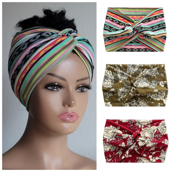 Wide Headbands for Women | Twisted Headband | Twisted Turban | Black Turban | White Headwraps | Open Crown Headwraps