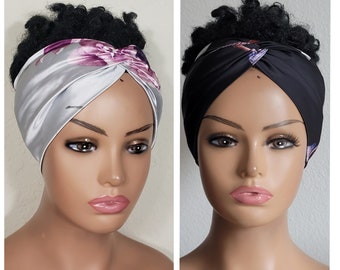 Wide Silk Headbands for Women | Twisted Satin Headband | Twisted Satin Turban | Satin Lined Turban | Satin Lined Headwraps | Satin Sleep Cap