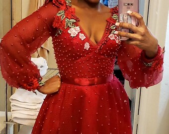ladies red cocktail dress