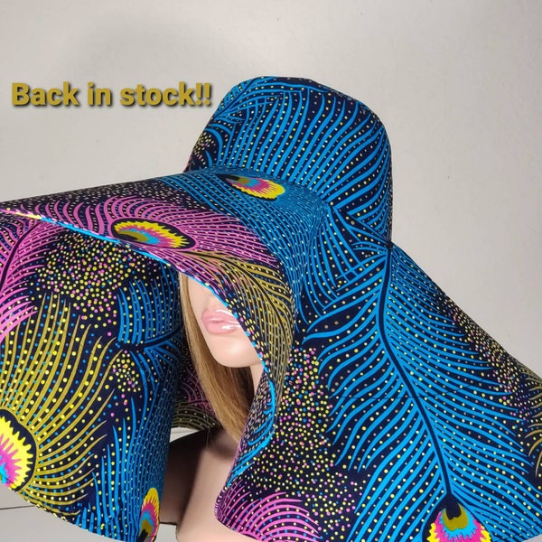 Ankara Over Sized Sun Hat | Summer Hat | Ankara Wide brim Hat | Ankara Sun Visor for Women | Ankara Sun Hat for Women | Big Floppy Hat