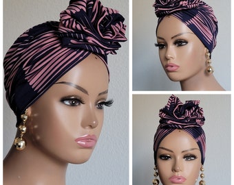 Turbans | Flower Turban | Pineapple Turban | Flower Headwrap | Flower Pretied Headwrap | Pre-tied Turban | Jersey Knit Turbans