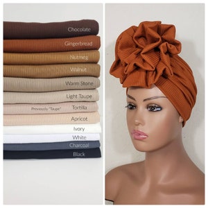 Turban | Flower Turban | Big Knot Turban | Pineapple Style Turban | Pretied Headwrap | Pre-tied Turban | Jersey Stretch Spandex Turban