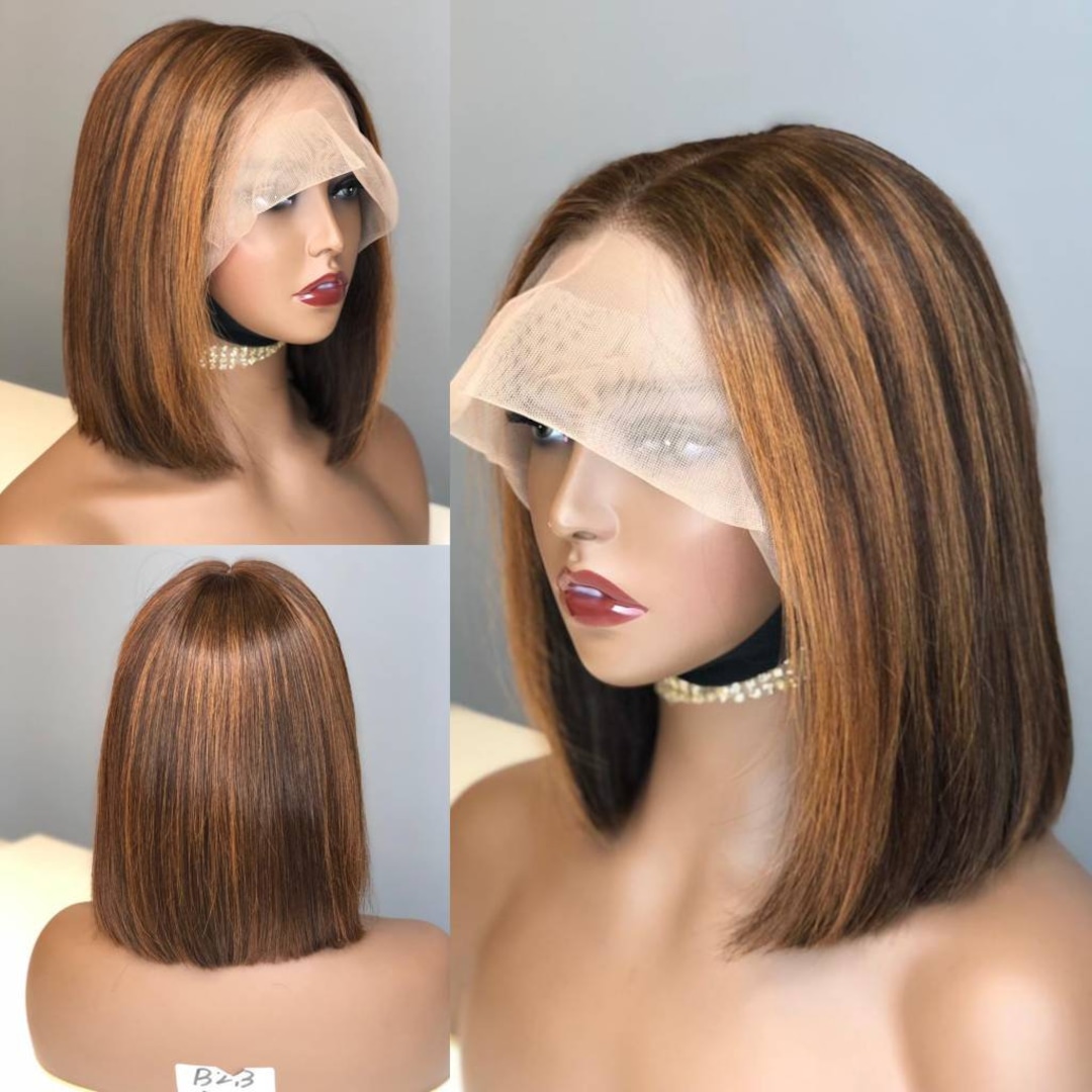100% Human Hair Wig T Lace Wig Curved Parting Dyed Knot Etsy 日本