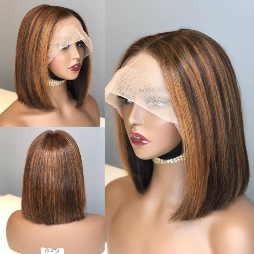100 Human Hair Wig T Lace Wig Curved Parting Dyed Knot Etsy
