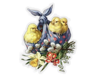 Chick Greeting Vintage Easter Kiss-Cut Stickers Victorian Easter Decal Pretty Easter Design Vintage Easter Decor Victorian Easter