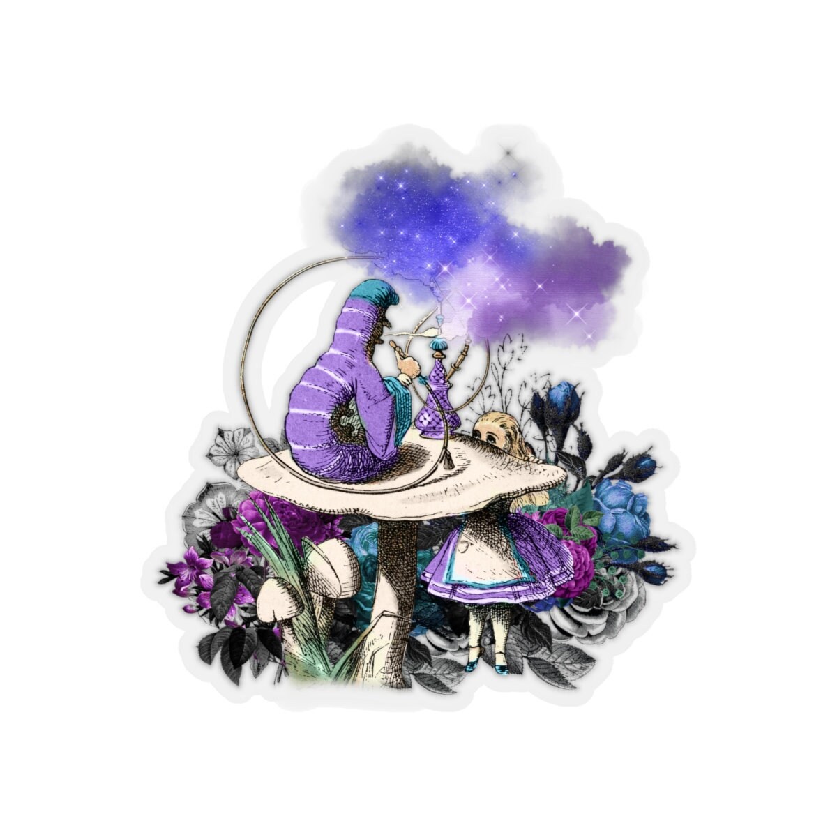 Caterpillar Alice In Wonderland Stickers Alice In Wonderland Etsy