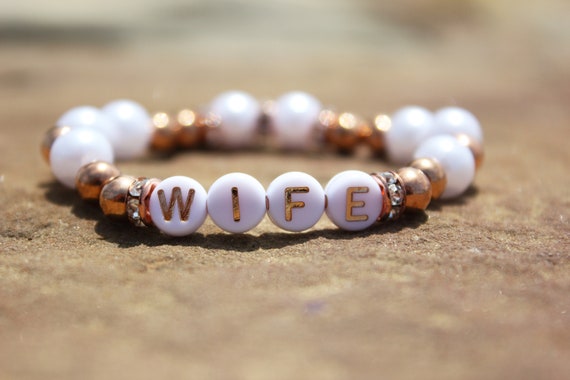 Beaded Wife Bracelet Wife Bracelet Honeymoon Wife Gift Wifey Just Married Bridal Shower Gift Bride to Be Bride Wife to Be Etsy
