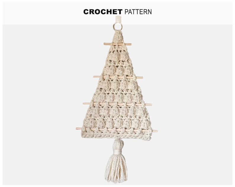 Crochet Pattern // Modern Christmas Tree Wall Hanging image 1