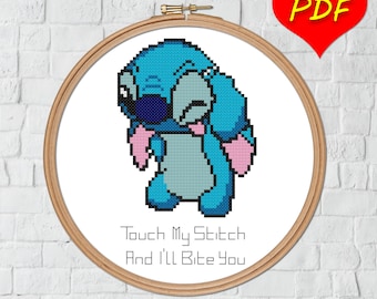 Lilo and Stitch Bites Cross Stitch Pattern Instant Download