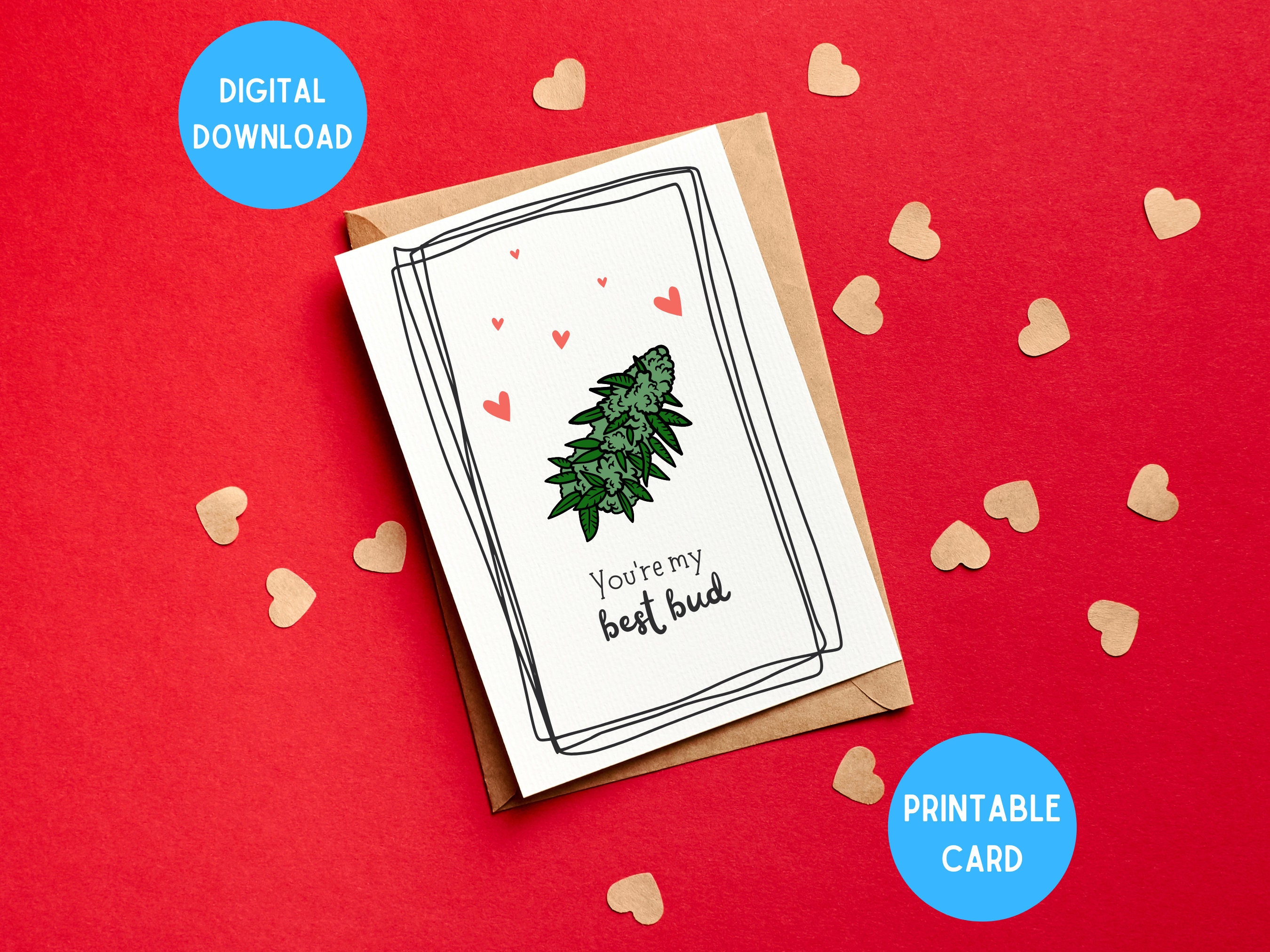 Best Bud Valentine, Weed Valentine's Day Card, Stoner Valentine, Cannabis Card, Printable Valentines Day Card, Weed Anniversary