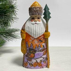 Wooden Santa Claus figurine, hand carved Santa figure, Ukrainian Christmas gift 7.6 inch (19 cm)