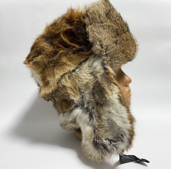 Winter Hat Ushanka Ear Flap Trapper Hat Brown Rabbit Fur Etsy Australia