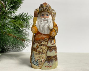 最高品質の巨大な木製彫刻サンタ 10.63インチ ファーザーフロスト