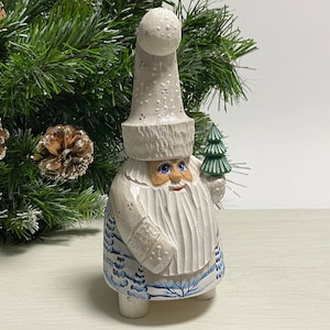 Wooden Santa Claus figurine, hand carved Santa figure, wood carving Father Frost, Ukrainian Christmas gift 7.6 inches (19 cm)