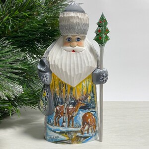 Wooden Santa Claus figurine, hand carved Santa figure, Ukrainian Christmas gift 7.6 inch (19 cm)