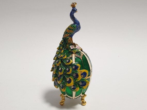 爆買いしたくなる Faberge Egg, Peacock Jewelry Box, Bird Trinket Box, Peacock 工芸品