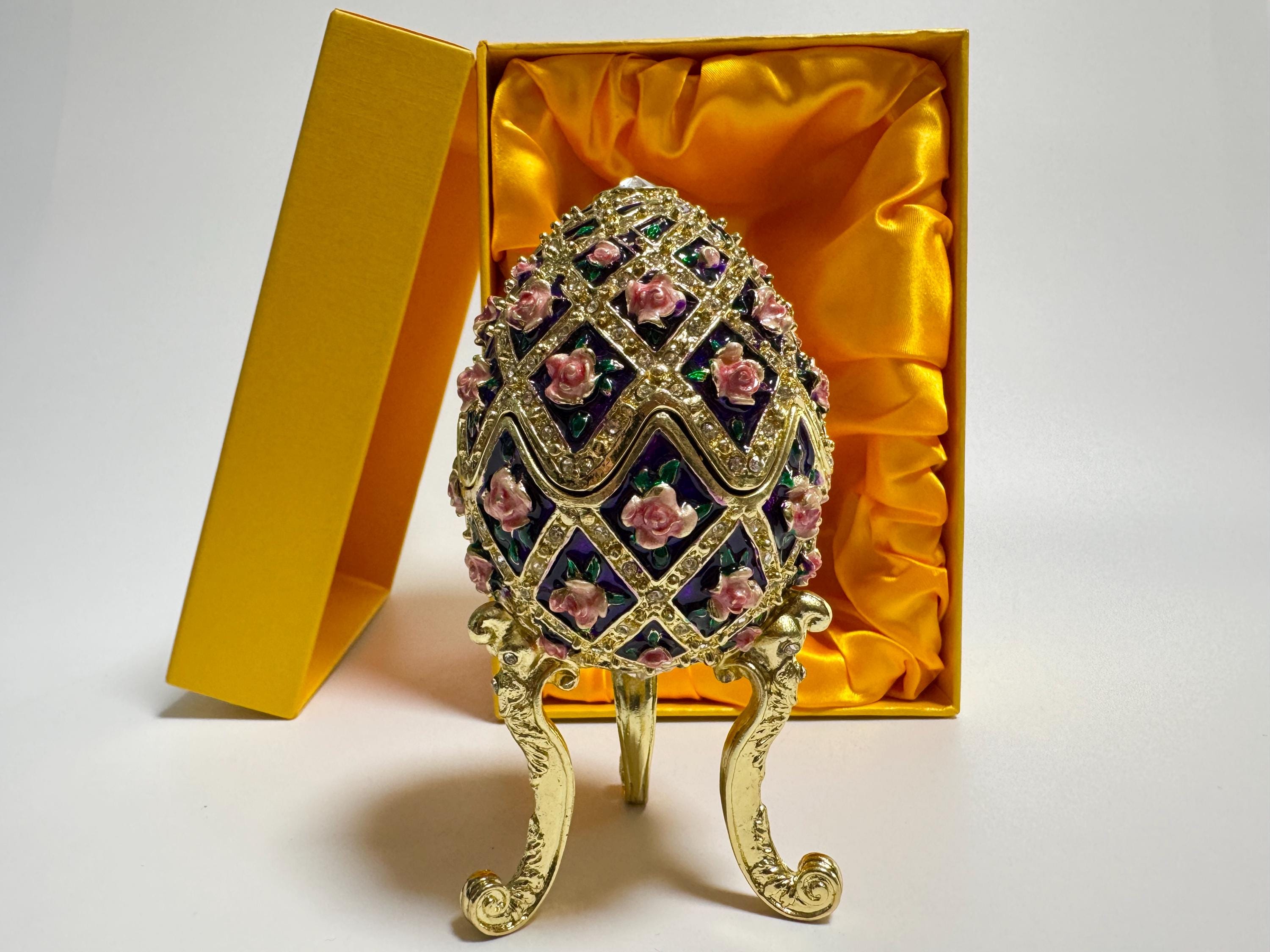 Boîte à Musique Style Fabergé – Kremlin Russe, émail Et Strass, Neuf