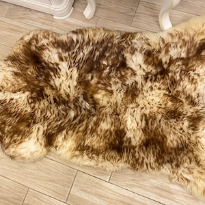 Handmade sheepskin fur rug, shag fluffy soft rug, bedroom living room rug