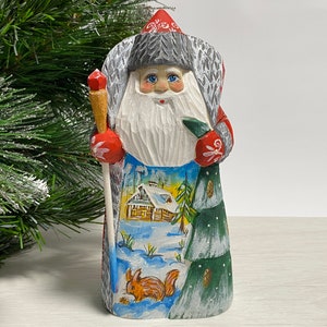 Wooden Santa Claus figurine, hand carved Santa figure, Ukrainian Christmas gift 7 inch (18 cm)