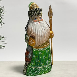 Wooden Santa Claus figurine, hand carved Santa figure, Ukrainian Christmas gift 7.6 inch (19 cm)