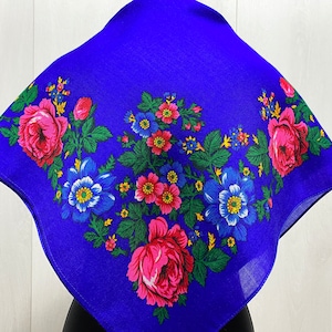 Bufanda kokum ucraniana, chal babushka, pañuelo cuadrado eslavo, tejido floral
