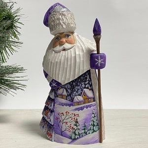 Wooden Santa Claus figurine, hand carved Santa figure, Ukrainian Christmas gift 7.6 inch (19 cm)