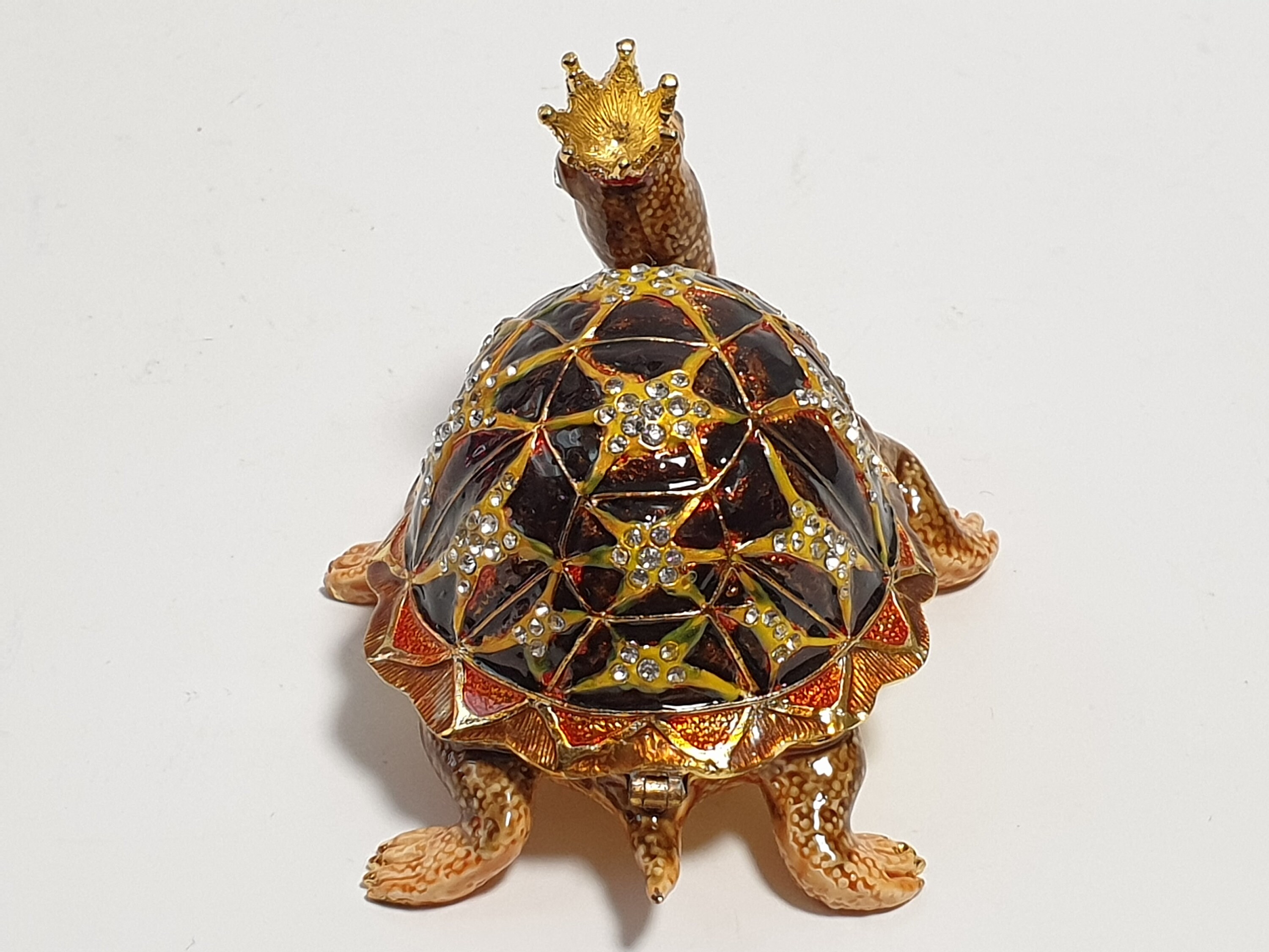 亀の小物入れ、動物の宝石箱、亀のフィギュア、スワロフスキー