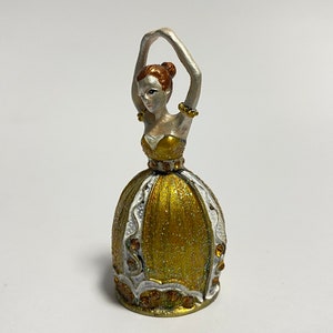 Collectible thimble, enameled metal thimble with Swarovski crystals, ballerina figure, gift for seamstress