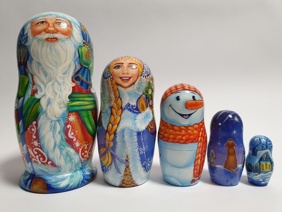 Christmas Santa Nesting Dolls for Kids Matryoshka Babushka Etsy