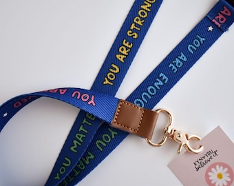 Affirmation Lanyard | Mental Health Fabric Lanyard with Safety Release Clasp | Cute Accessories for Teachers and Music Lovers