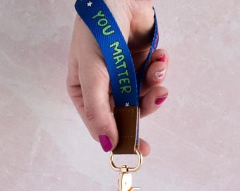 Affirmation Wristlet | Mental Health Key Fob Wristlet with Gold Clasp | Cute Accessories for Counselors and Therapists