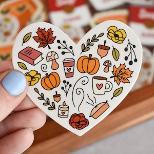 Fall Heart Sticker | Cute Fall Sticker for Laptop | Autumn Water Bottle Sticker for Her | Pumpkin Stickers for Women | Fall Lover Gift