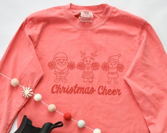 Christmas Cheer Long Sleeve Tee | Christmas Unisex Graphic Tees | Holiday Apparel for Her | Cute Shirt for Winter Season | Christmas Apparel