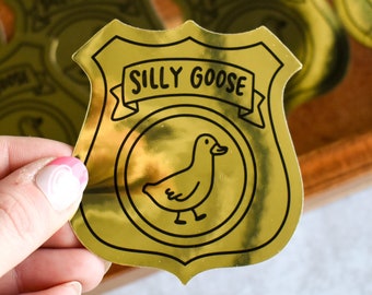 Silly Goose Badge Sticker | Cute Decal for Laptop and Water Bottle | Waterproof and Weatherproof Sticker | Funny Animal Sticker