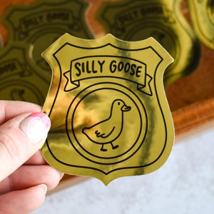 Silly Goose Badge Sticker Cute Decal for Laptop and Water Bottle Waterproof and Weatherproof Sticker Funny Animal Sticker image 1