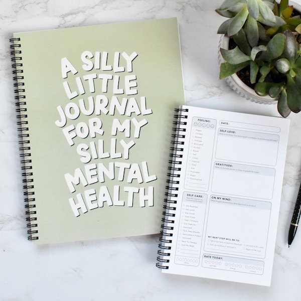 Mental Health Journal | Silly Little Journal | Daily Check-In for Mental Wellness | Therapy Journal with Coloring Sheets + More