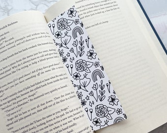 Color-It-In Florals Bookmark | Cute Bookmark for Spring | Coloring Bookmark for Students, Teachers | Bookworm Gift | Double-Sided Bookmark