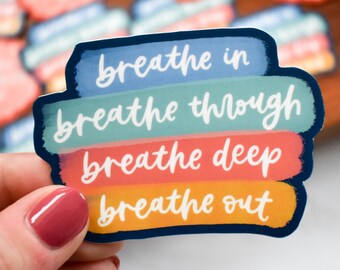 Breathe In Breathe Through Breathe Deep Breathe Out Sticker | Labyrinth Decal for Laptop, Water Bottle | Mental Health Sticker