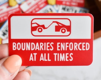 Boundaries Enforced Sticker | Mental Health Sticker for Her | Laptop Decal for Therapist and Counselors | Waterproof Water Bottle Sticker