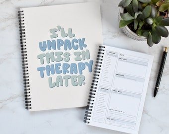 Mental Health Journal | I'll Unpack This In Therapy | Daily Check-In for Mental Wellness | Therapy Journal with Coloring Sheets + More