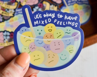 Mixed Feelings Sticker | Mental Health Sticker for Her | Laptop Decal for Therapist and Counselors | Waterproof Sticker for Water Bottle