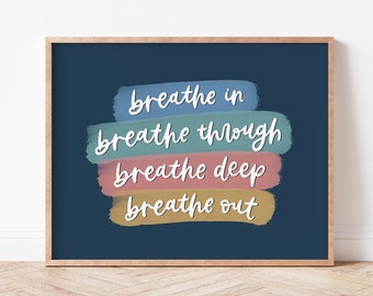 Breathe In Breathe Out Print | Labyrinth Wall Art | Mental Health Decor for Classroom and Office (FRAME NOT INCLUDED)
