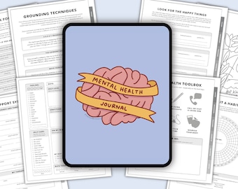 Digital Mental Health Journal | Daily Check-In for Mental Wellness | Therapy Journal with Safety Plan, Coloring Sheets & More