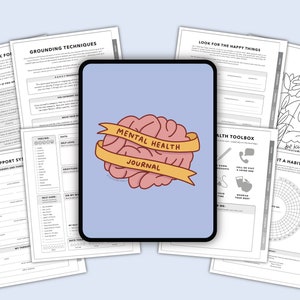 Digital Mental Health Journal | Daily Check-In for Mental Wellness | Therapy Journal with Safety Plan, Coloring Sheets & More