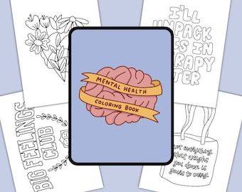 Digital Mental Health Coloring Book by KynYouBelieveIt - Anxiety Coloring Pages For Adults and Kids - Printable ADHD Coloring Sheets