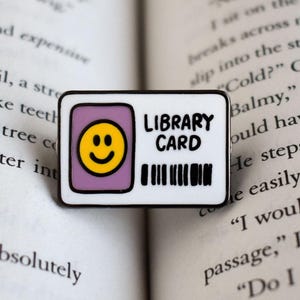 Library Card Pin | Bookish Enamel Pin for Lanyards, Backpacks, Jackets | Funny Gift for Book Lovers, Librarians