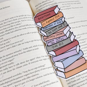 Earthy Reading Tracker Book Stack Bookmark | Track Up To 12 Books