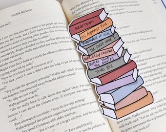 Earthy Reading Tracker Book Stack Bookmark | Track Up To 12 Books